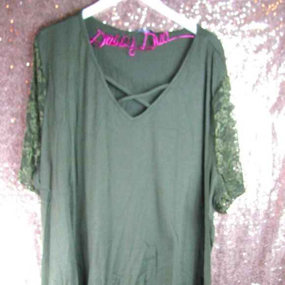 NWT BloomChic green lace sleeve t shirt 26/4X - Picture 4 of 12